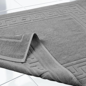 100% Cotton Absorbent Greek Key Border Solid 2 Piece Bath Mat Set