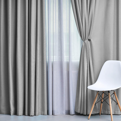 Modern Blackout Window Curtains Solid Room Darkening Set of 2