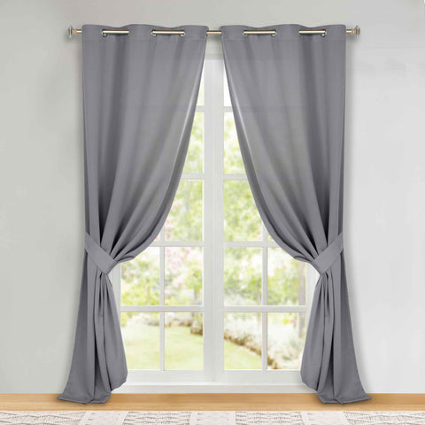 Classic Modern Solid Room Darkening Blackout Curtain Panels, Set of 2