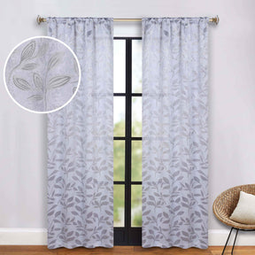 Leaves Room Darkening Washable Blackout Curtain Panels, Set of 2