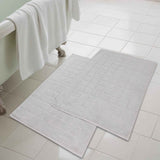 Nora Cotton Thick Solid Checkered Washable Bath Mat Set of 2