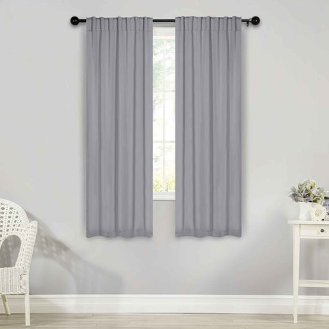 Solid Room Darkening Blackout Curtain Panels, Back Tabs, Set of 2