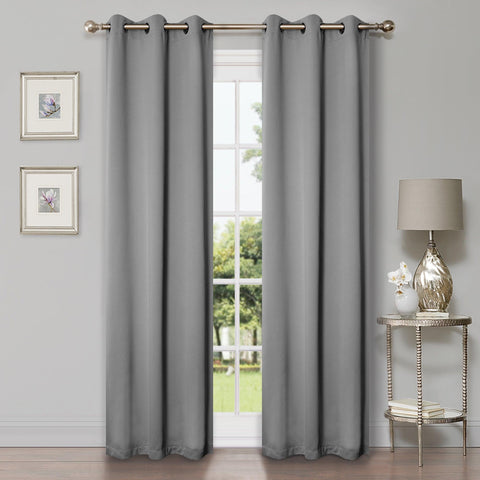 Modern Blackout Window Curtains Solid Room Darkening Set of 2