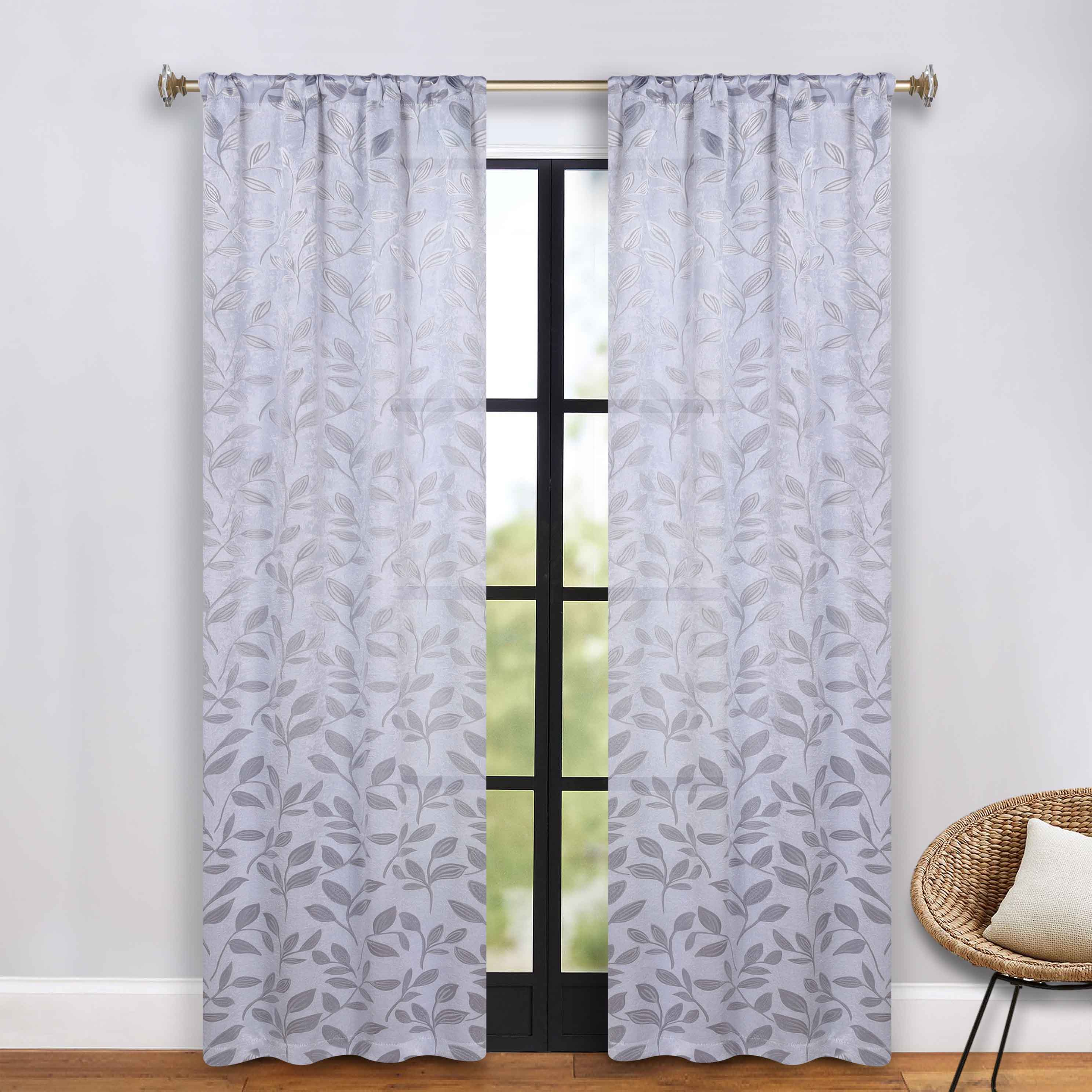 Leaves Room Darkening Washable Blackout Curtain Panels, Set of 2