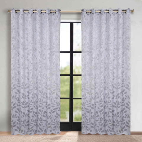 Blackout Curtains Leaves Pattern Room Darkening Grommet 2 Panels
