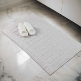 Nora Cotton Thick Solid Checkered Washable Bath Mat Set of 2
