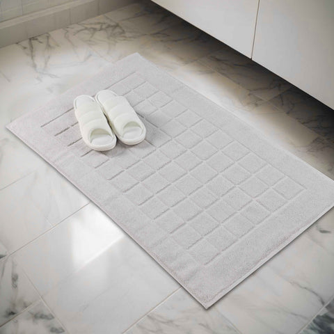 Nora Cotton Thick Solid Checkered Washable Bath Mat Set of 2
