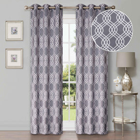 Ribbon Trellis Washable Room Darkening Blackout Curtains, Set of 2