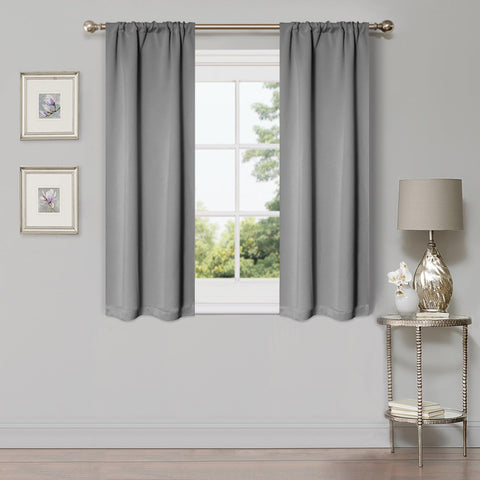 Modern Blackout Window Curtains Solid Room Darkening Set of 2