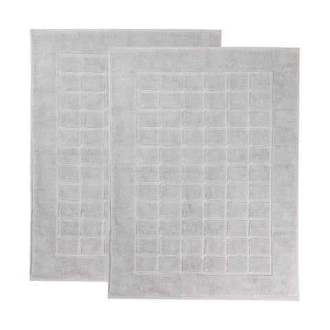 Nora Cotton Thick Solid Checkered Washable Bath Mat Set of 2