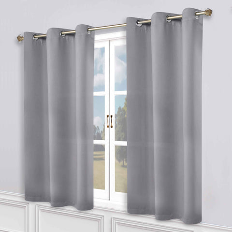 Classic Modern Solid Room Darkening Blackout Curtain Panels, Set of 2