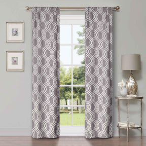 Ribbon Trellis Washable Room Darkening Blackout Curtains, Set of 2