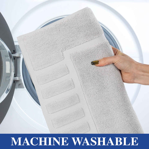 Leo Cotton Modern Absorbent Heavy Washable Bath Mat Set of 2