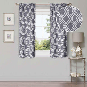 Ribbon Trellis Washable Room Darkening Blackout Curtains, Set of 2