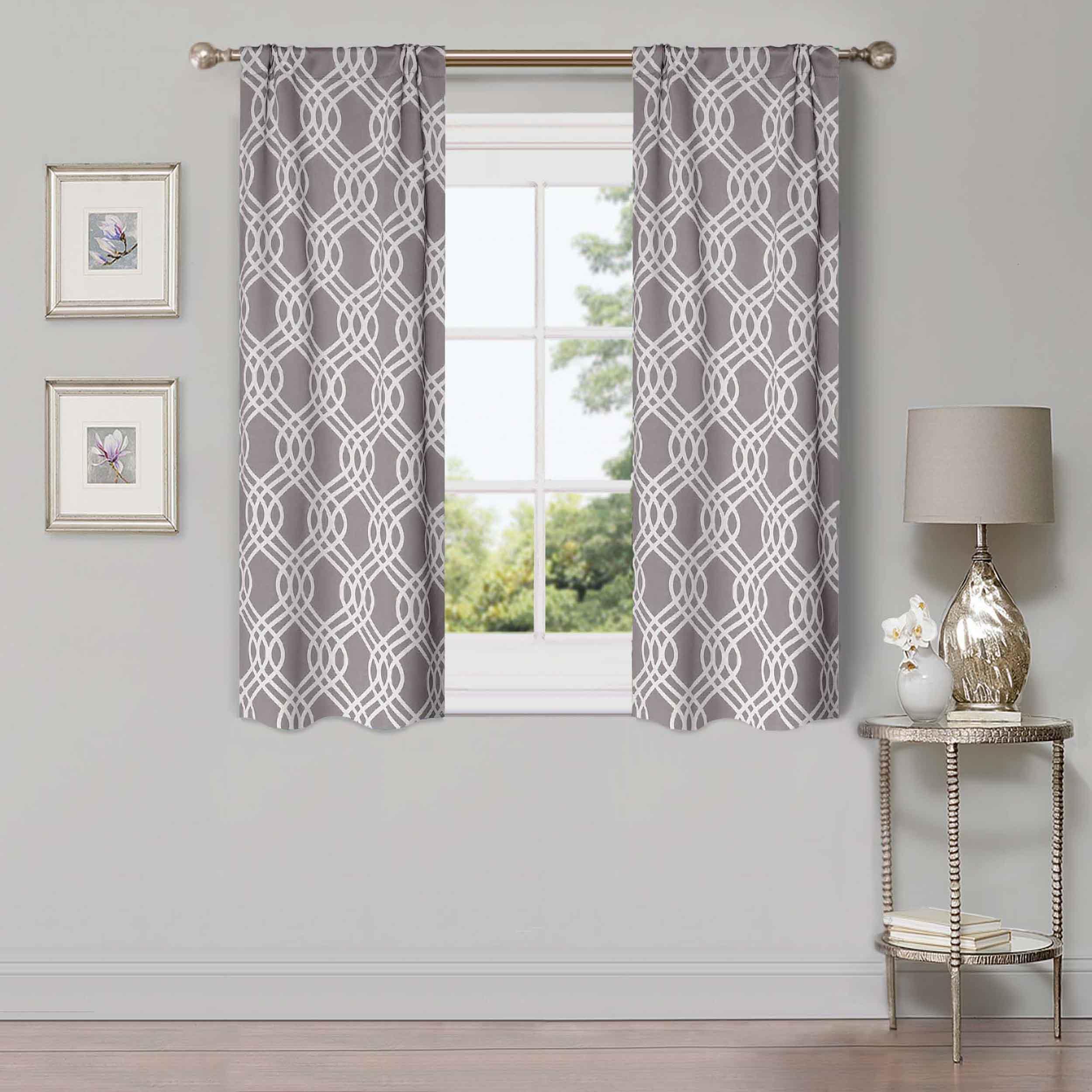 Ribbon Trellis Washable Room Darkening Blackout Curtains, Set of 2