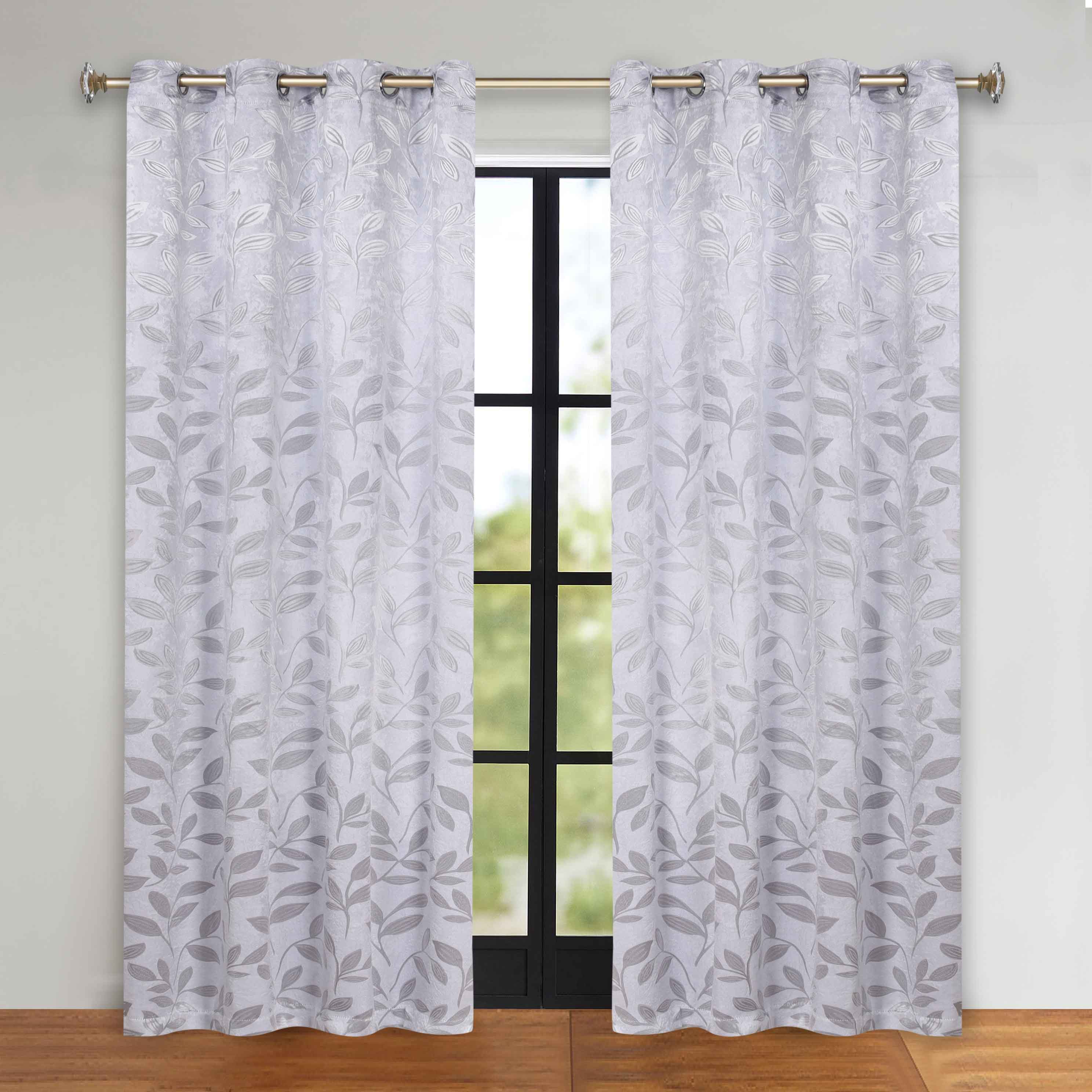 Leaves Room Darkening Grommet Blackout Curtain Panels, Set of 2