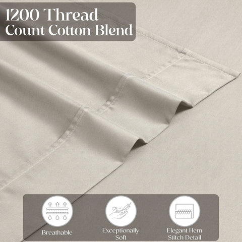 1200 Thread Count Cotton Rich Bed Sheet Set Solid Deep Pocket