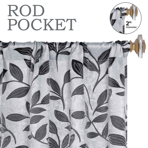 Leaves Room Darkening Washable Blackout Curtain Panels, Set of 2