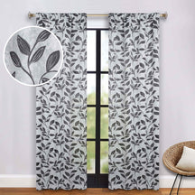 Leaves Room Darkening Washable Blackout Curtain Panels, Set of 2