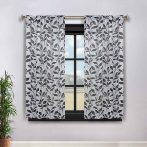 Leaves Room Darkening Washable Blackout Curtain Panels, Set of 2