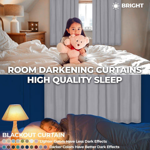Modern Blackout Window Curtains Solid Room Darkening Set of 2