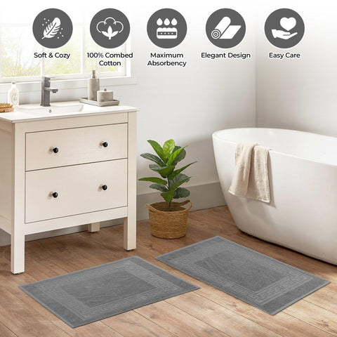 Egyptian Cotton Bath Mat Set of 2 Greek Key Infinity Border