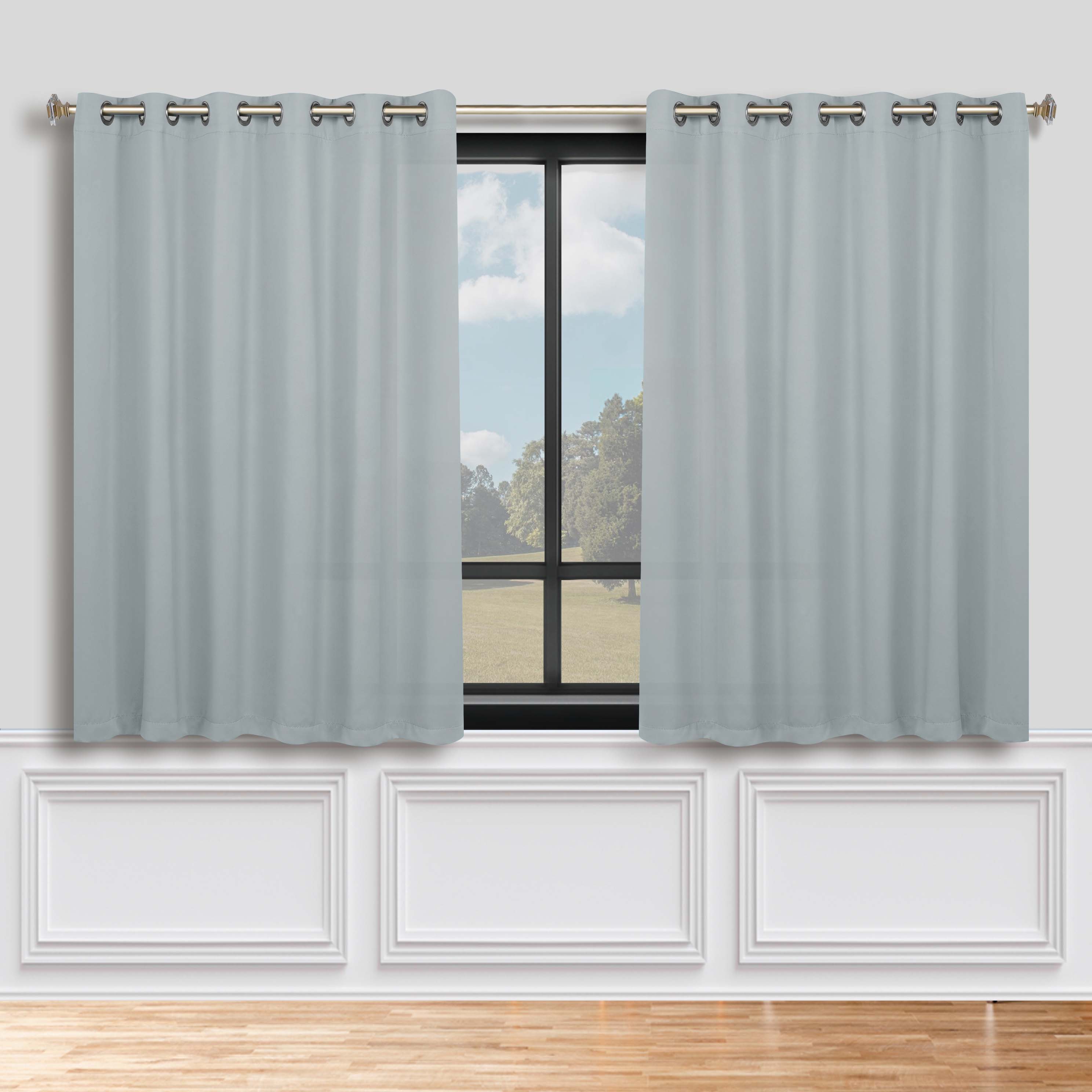 Classic Modern Solid Room Darkening Blackout Curtain Panels, Set of 2