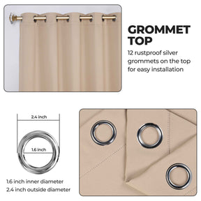 Classic Modern Solid Room Darkening Blackout Curtain Panels, Set of 2