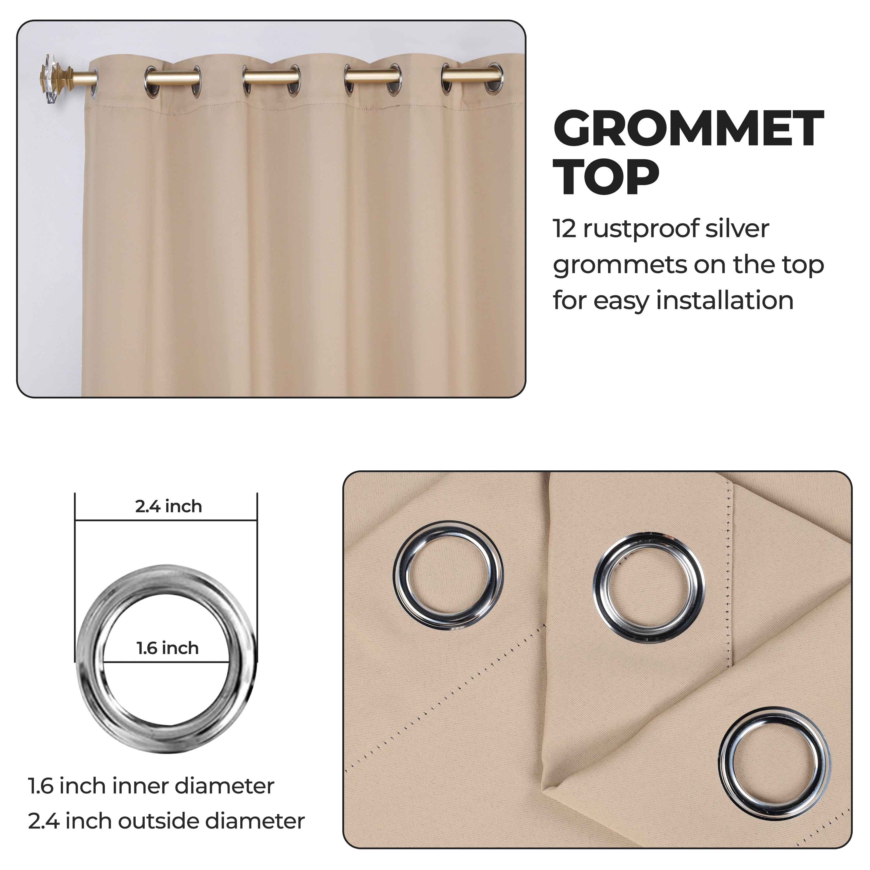 Classic Modern Solid Room Darkening Blackout Curtain Panels, Set of 2