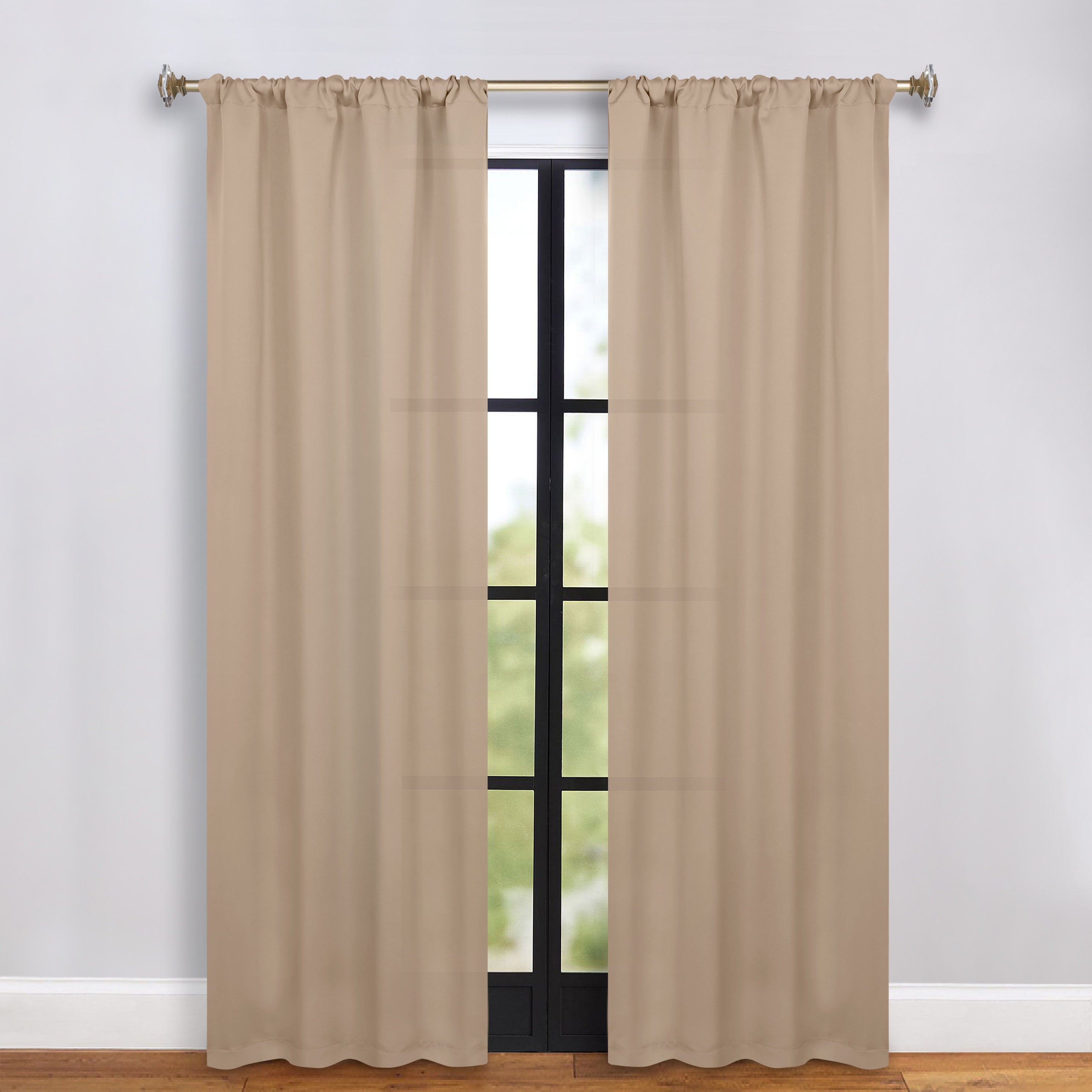 Solid Room Darkening Rod Pocket Blackout Curtain Panels, Set of 2
