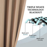 Solid Machine Washable Room Darkening Blackout Curtains, Set of 2
