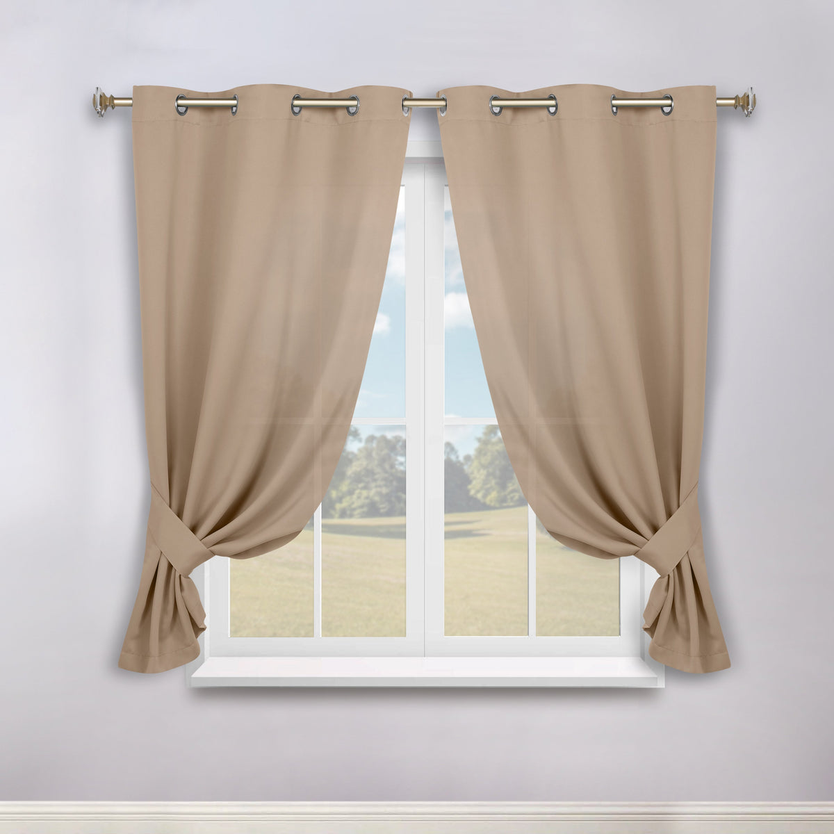 Classic Modern Solid Room Darkening Blackout Curtain Panels, Set of 2