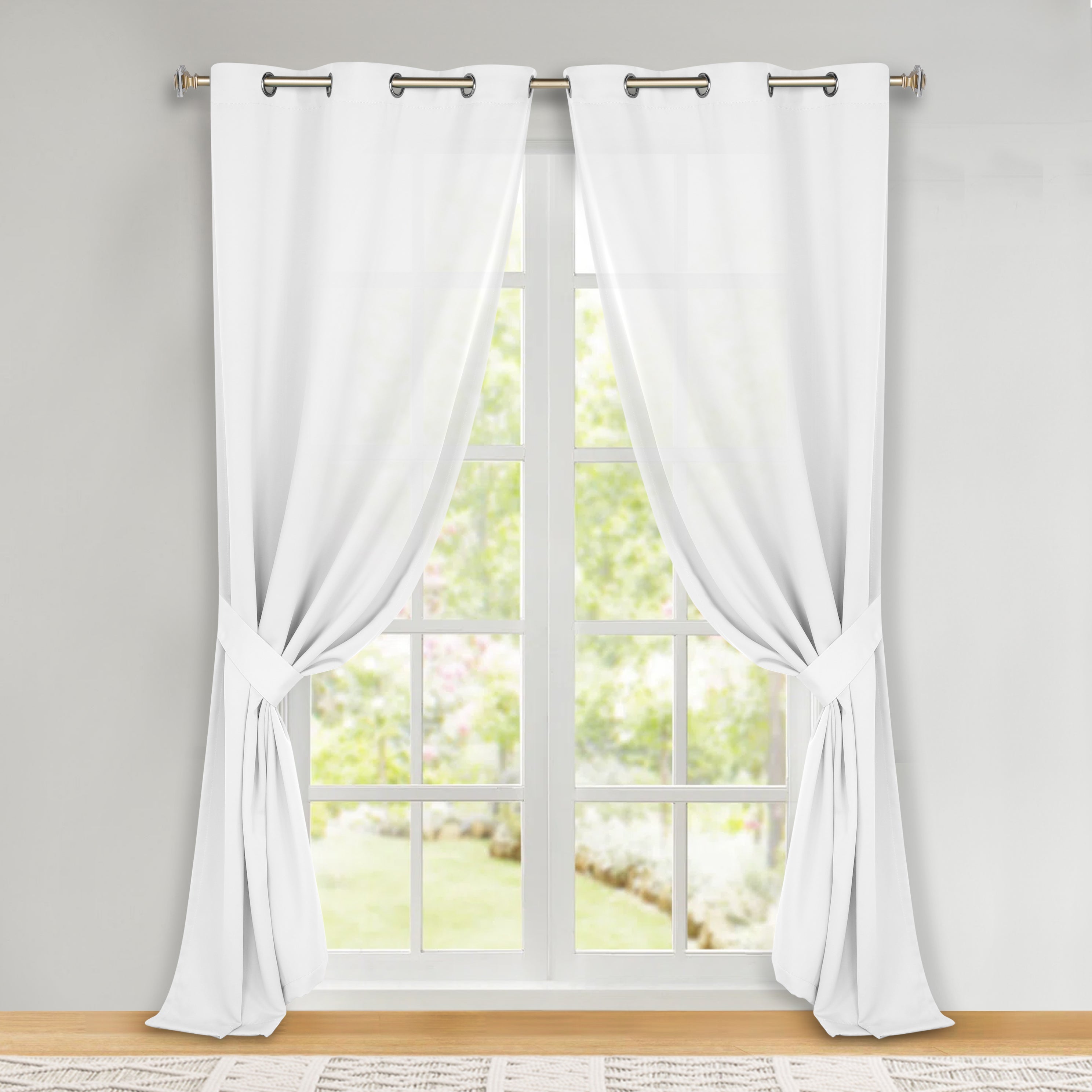 Classic Modern Solid Room Darkening Blackout Curtain Panels, Set of 2