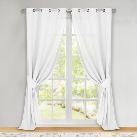 Classic Modern Solid Room Darkening Blackout Curtain Panels, Set of 2