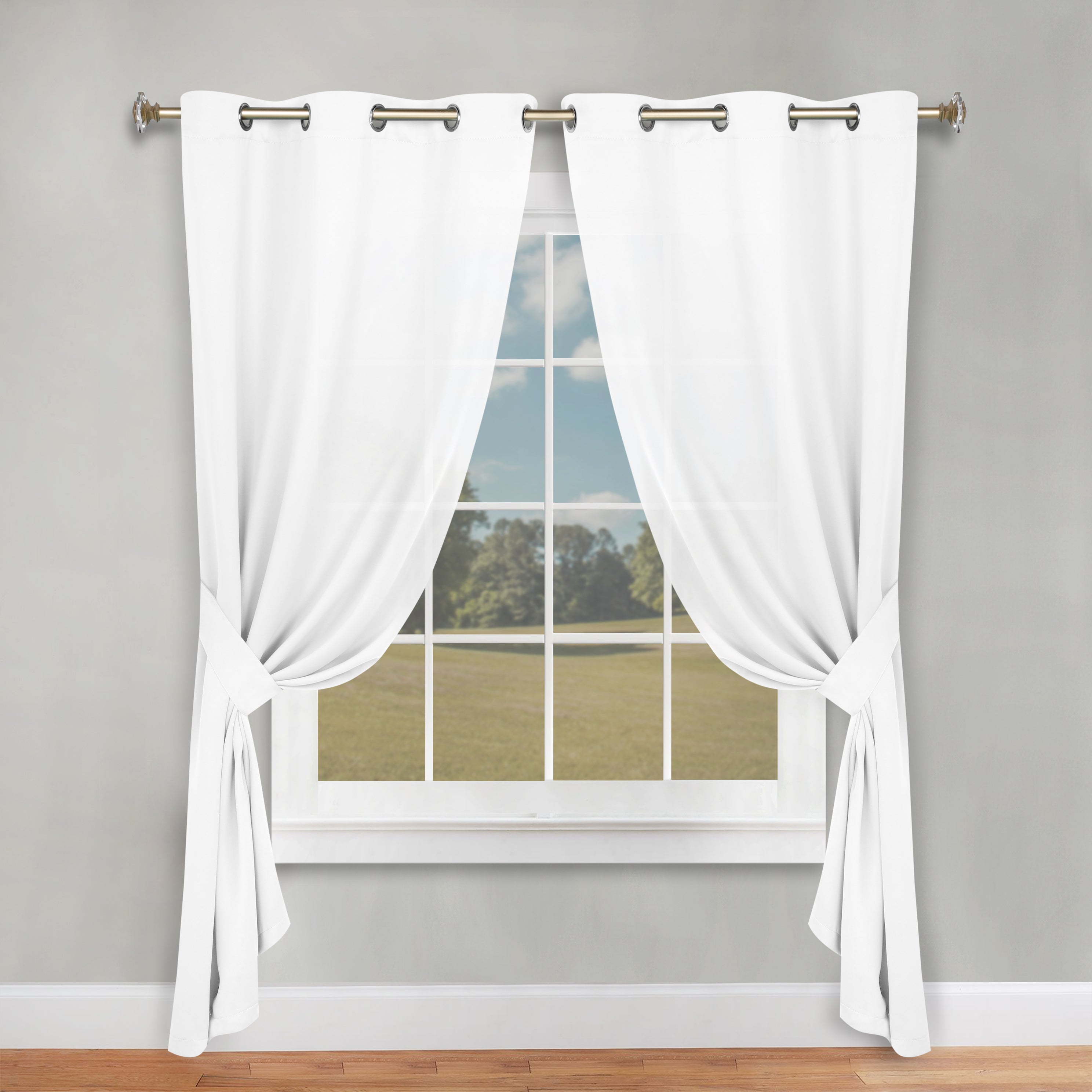 Classic Modern Solid Room Darkening Blackout Curtain Panels, Set of 2
