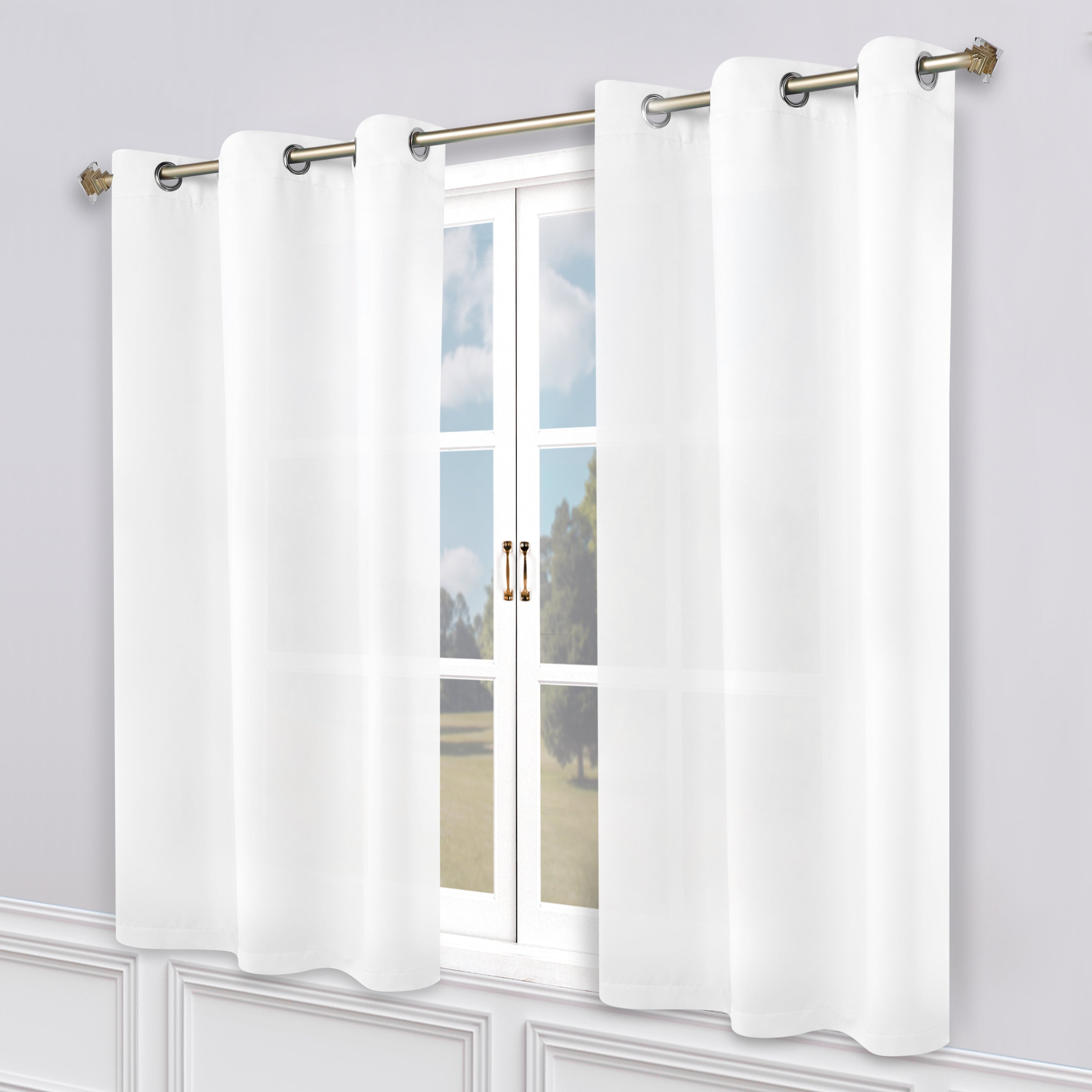 Classic Modern Solid Room Darkening Blackout Curtain Panels, Set of 2