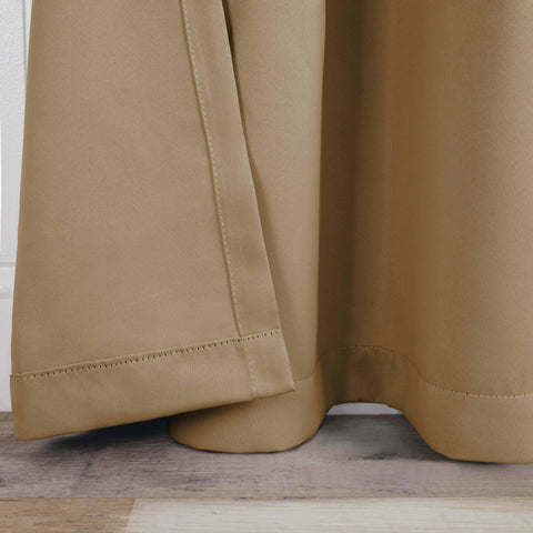 Solid Machine Washable Room Darkening Blackout Curtains, Set of 2