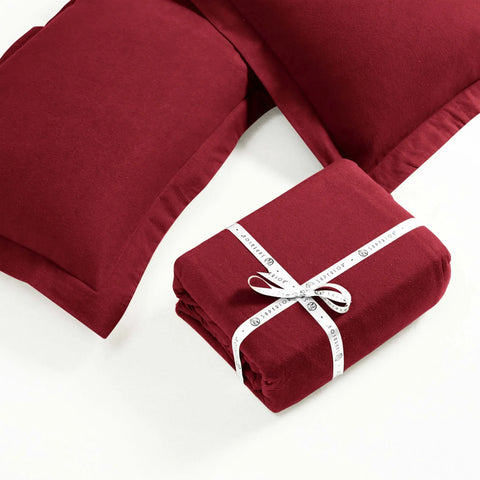 100% Cotton Flannel Solid Modern Fuzzy Duvet Cover Set