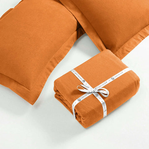 100% Cotton Flannel Solid Modern Fuzzy Duvet Cover Set