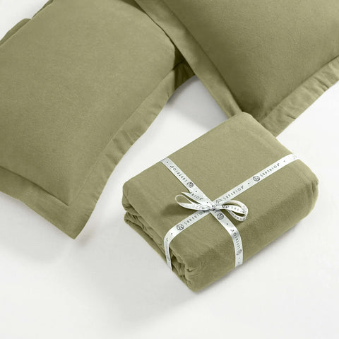 100% Cotton Flannel Solid Modern Fuzzy Duvet Cover Set
