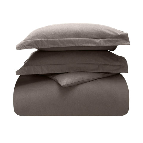 100% Cotton Flannel Solid Modern Fuzzy Duvet Cover Set