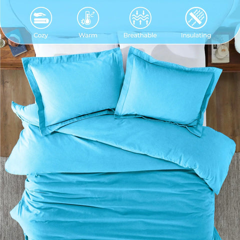 100% Cotton Flannel Solid Modern Fuzzy Duvet Cover Set