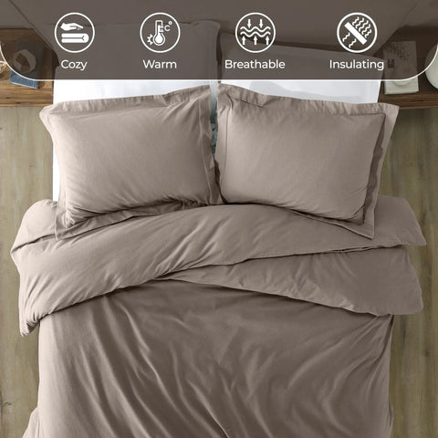100% Cotton Flannel Solid Modern Fuzzy Duvet Cover Set