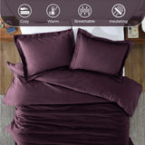 100% Cotton Flannel Solid Modern Fuzzy Duvet Cover Set