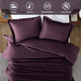 100% Cotton Flannel Solid Modern Fuzzy Duvet Cover Set