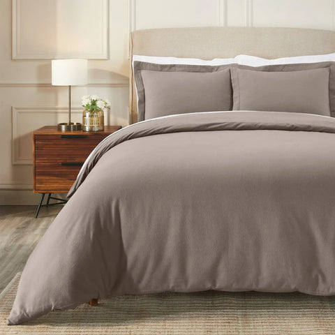 100% Cotton Flannel Solid Modern Fuzzy Duvet Cover Set