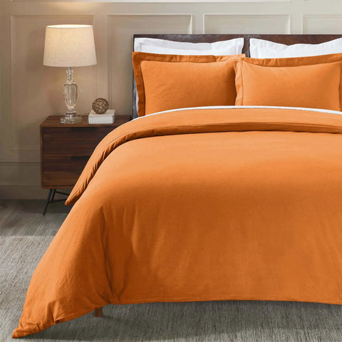 100% Cotton Flannel Solid Modern Fuzzy Duvet Cover Set