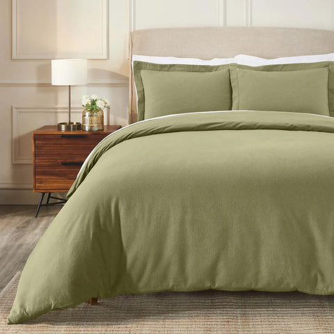 100% Cotton Flannel Solid Modern Fuzzy Duvet Cover Set