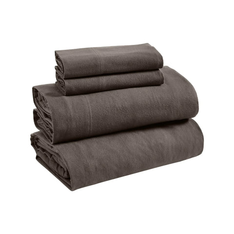 100% Cotton Flannel Sheets Set -  Solid Deep Pocket Bed Sheet Set