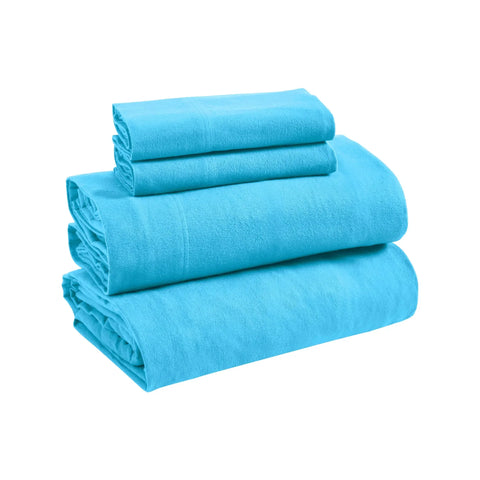 100% Cotton Flannel Sheets Set -  Solid Deep Pocket Bed Sheet Set
